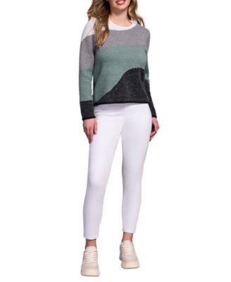 Women's Fuzzy Double Knit Crew Neck Sweater