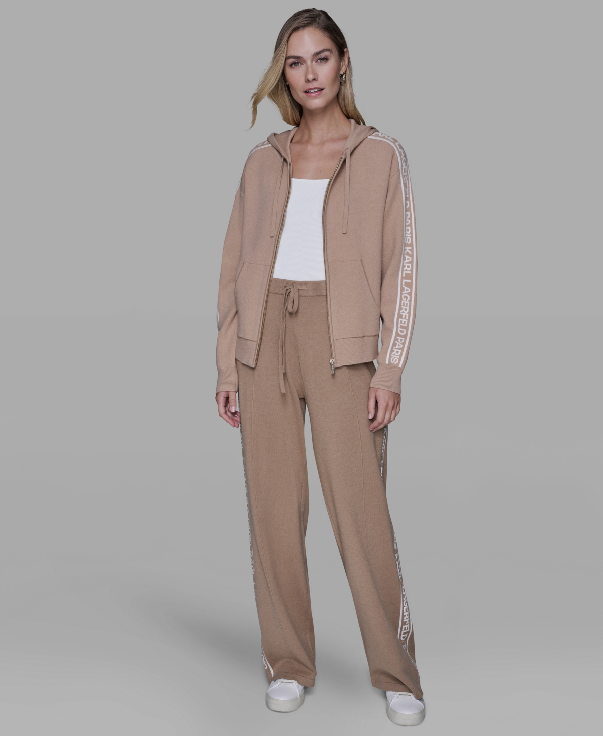 Karl Lagerfeld Women's Logo Detail Long-sleeve Jacket In Brown