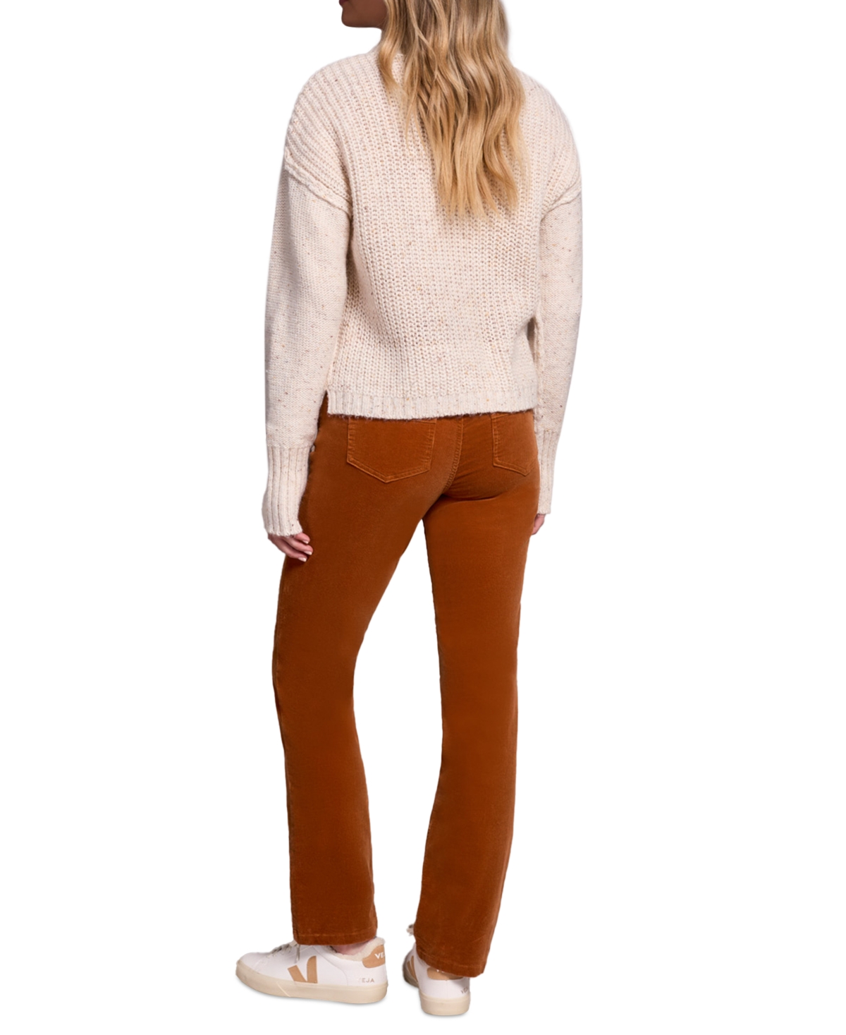 Tribal Women's Multi Speckle Crew Neck Sweater In White