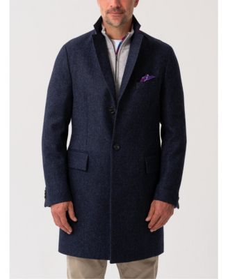 Men's Long Sleeve Wool Collared Coat