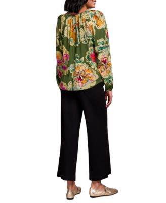 Women's Floral Textured Wove Notch Neck Top