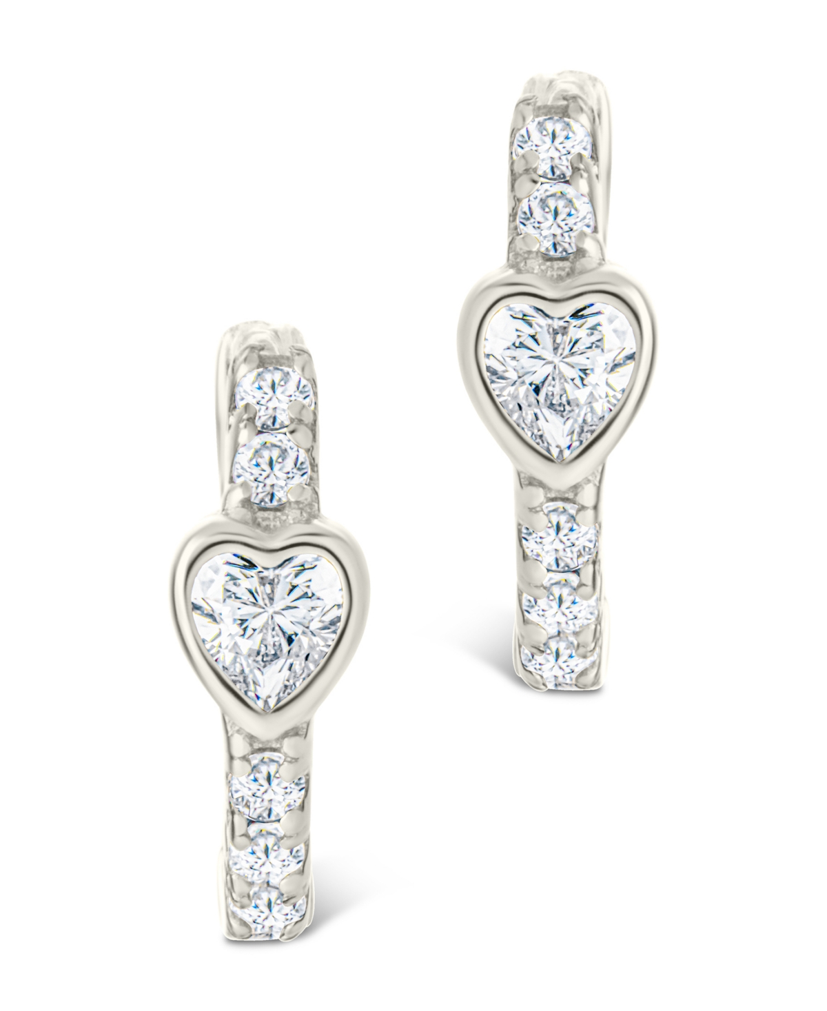 Sterling Forever Sterling Silver Heart Cut Bezel Set Huggie Hoop Earrings