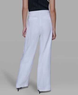 Women's Linen-Blend Straight Pocket Detail Pants