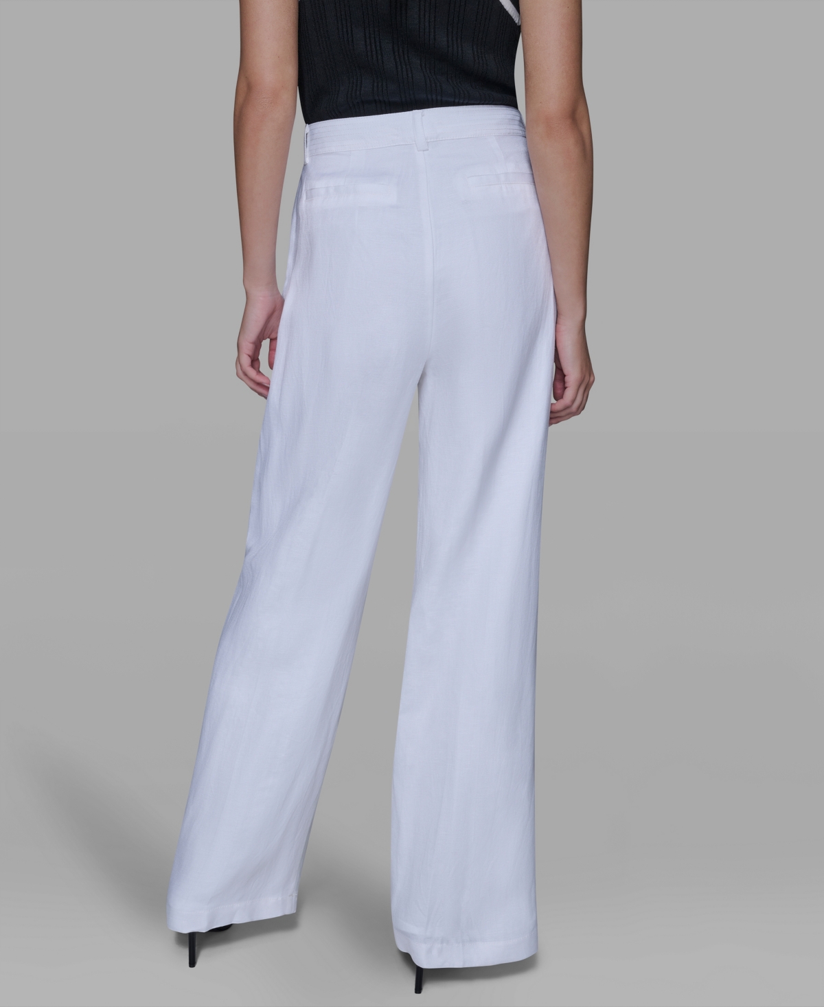 Karl Lagerfeld Women's Straight Pocket Detail Pants In White