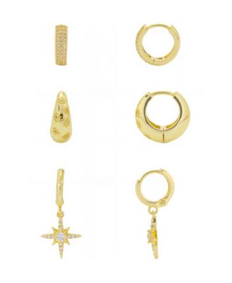 Unwritten - Cubic Zirconia Endless Hoop, Cubic Zirconia Stars Endless Hoop Cubic Zirconia Stars Clutch Hoop 3Pair Set