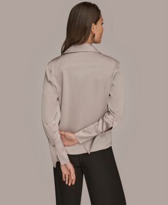 Petite Long-Sleeve Pointy Hem Blouse