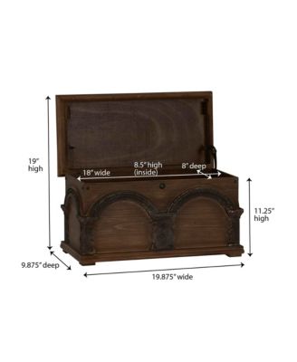 Small Wooden Arch Storage Trunk, Stained Wood with Decorative Arches, Brown