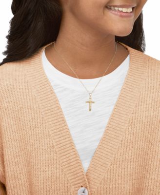 Children's Crucifix Cross Pendant Necklace in 14K Yellow Gold