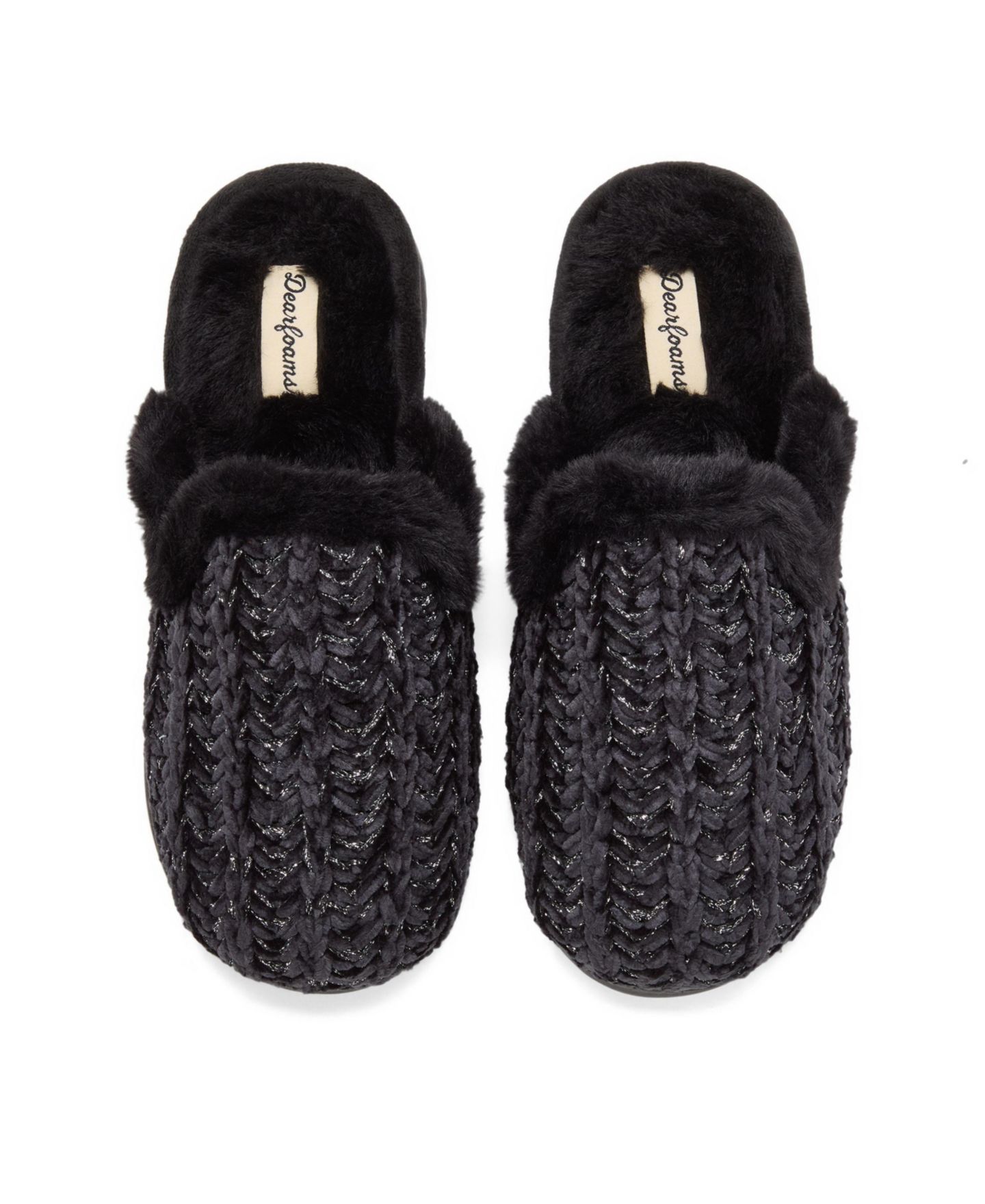 Женские тапочки Dearfoams Paris Chenille Shaped Tab Scuff Slipper, цвет: Чёрный — фото 4