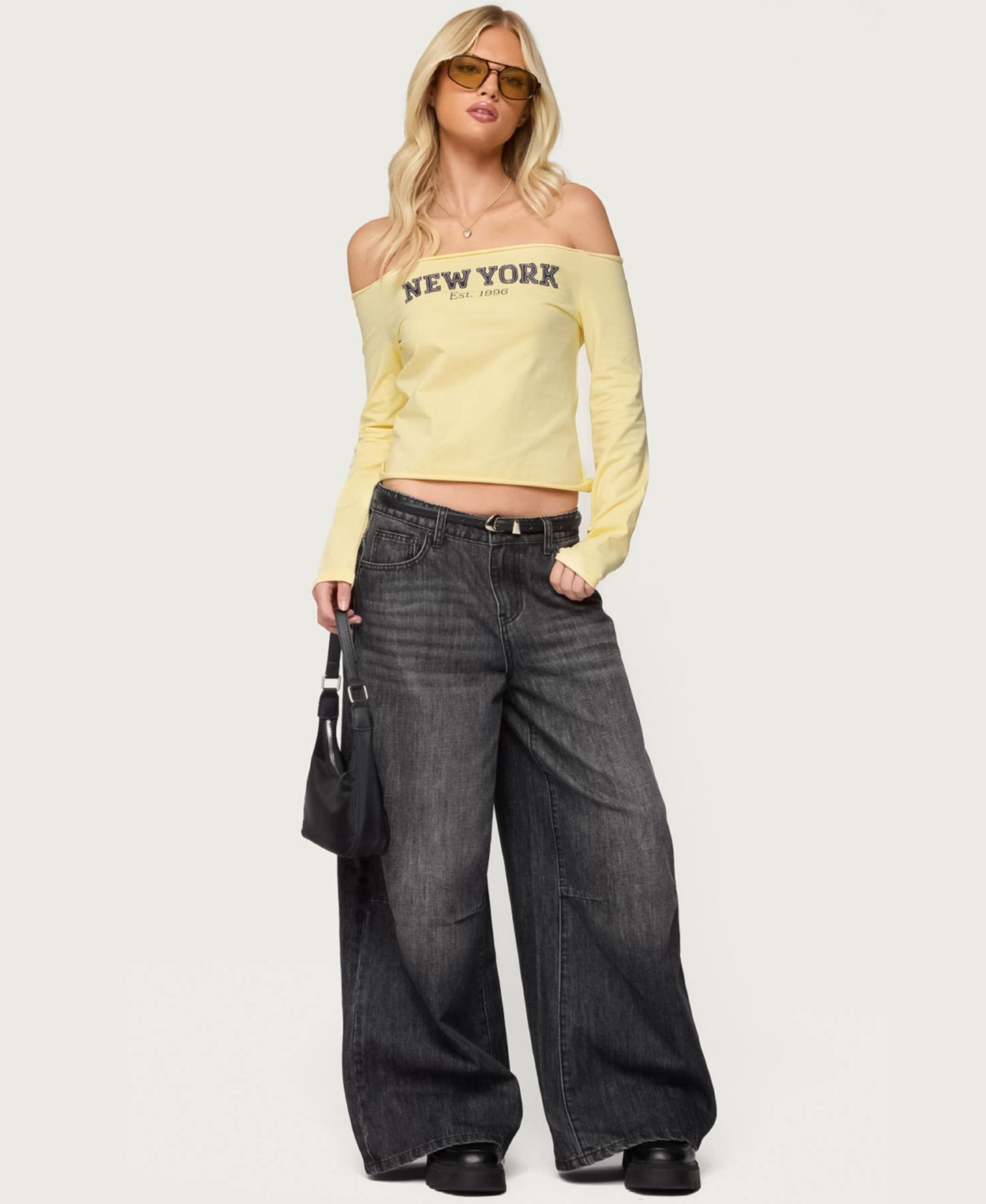 Женский топ Edikted New York Babe Off Shoulder, цвет: Жёлтый — фото 5