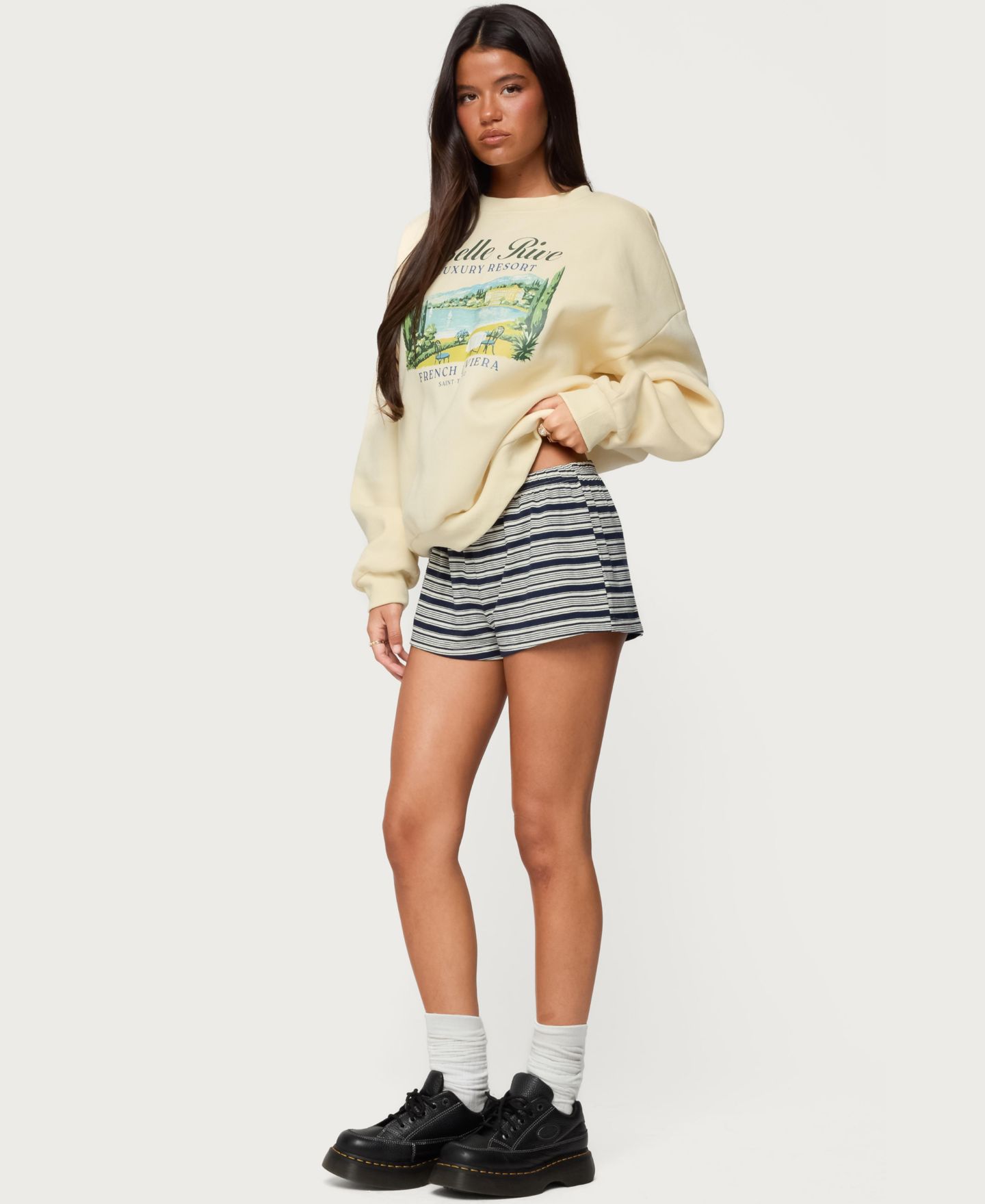 Женская толстовка Edikted French Riviera Oversized Sweatshirt, цвет: Жёлтый — фото 5