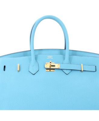 Birkin 35 Handbag Blue Togo with Gold Hardware