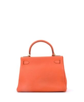 Kelly 28 Handbag Orange Togo with Gold Hardware