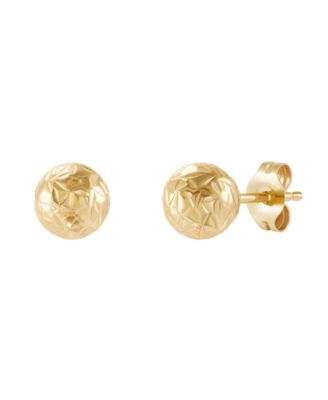 Macy's - Castle Cut Ball Stud Earrings in 14K Yellow Gold