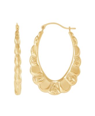 Oval Hoop Earrings in 14k Yellow Gold