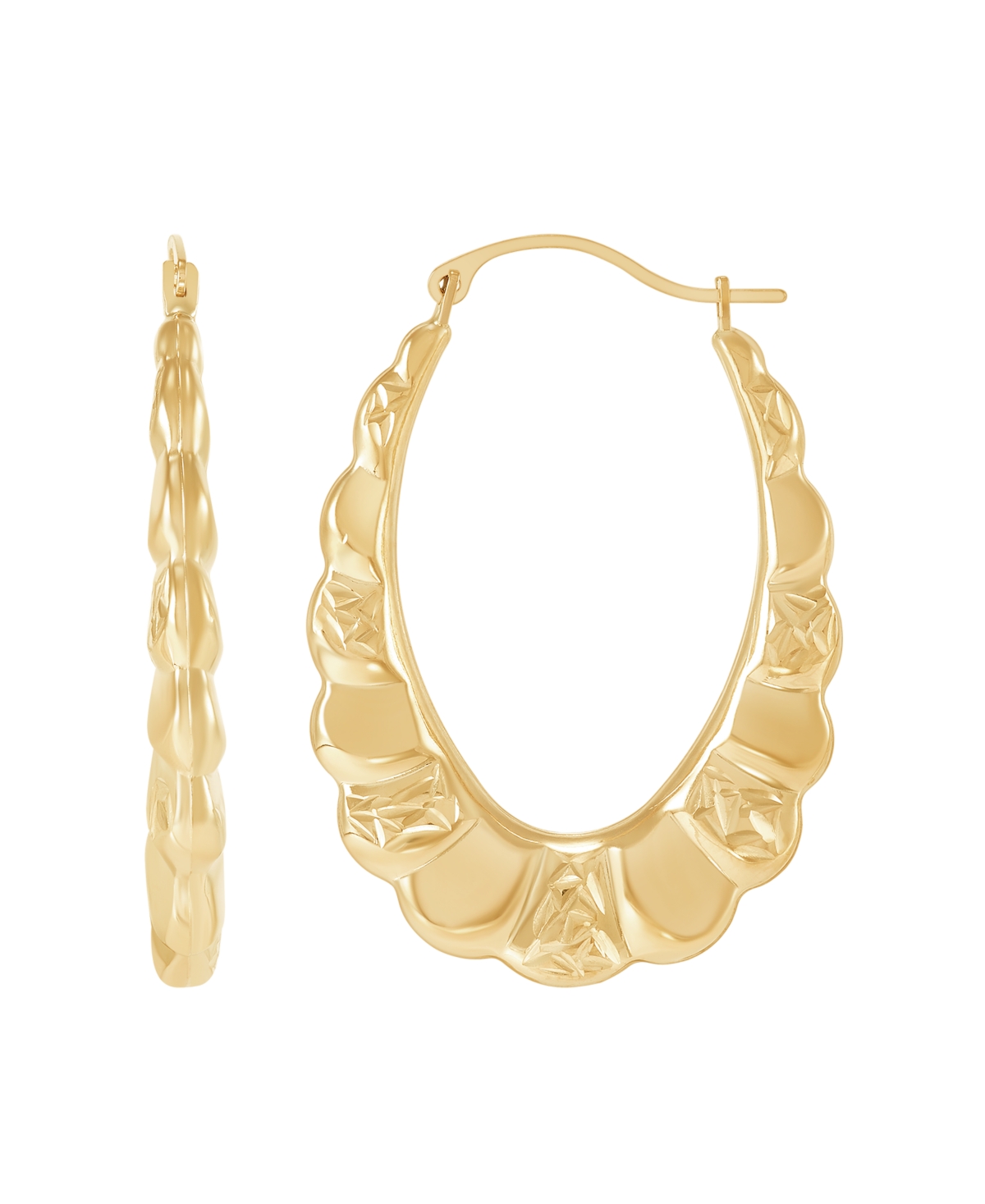 Macy's Oval Hoop Earrings in 14K Yellow Gold