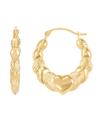 Heart Hoop Earrings in 14k Yellow Gold