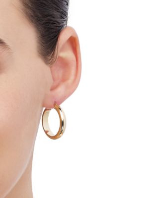 Polished Tube Hoop Earrings in 14k Yellow Gold