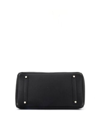 Birkin 35 Handbag Black Clemence with Palladium Hardware