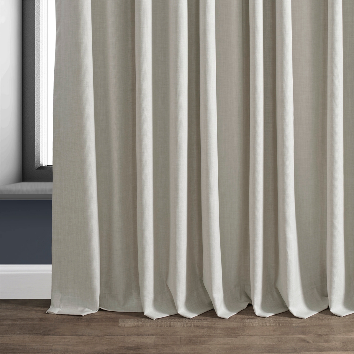 Half Price Drapes Warm White Extra Wide Performance Linen Hotel Blackout Curtain