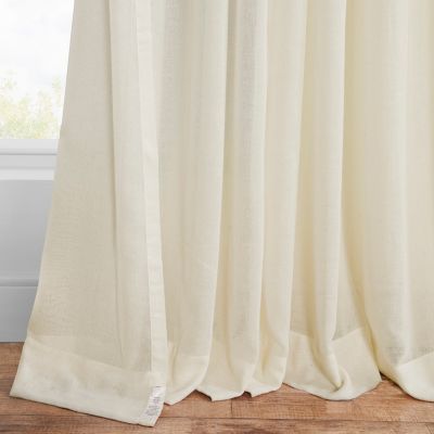 Grommet Textured Faux Linen Sheer Curtain