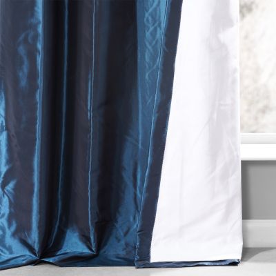 Ruched Solid Faux Silk Taffeta Room Darkening Curtain
