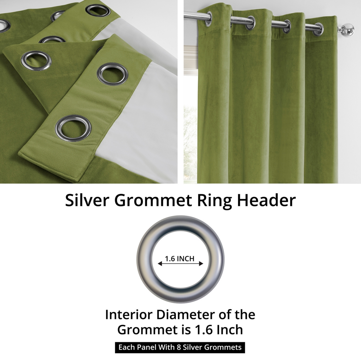 Half Price Drapes Basque Green Grommet Signature Velvet Blackout Curtain