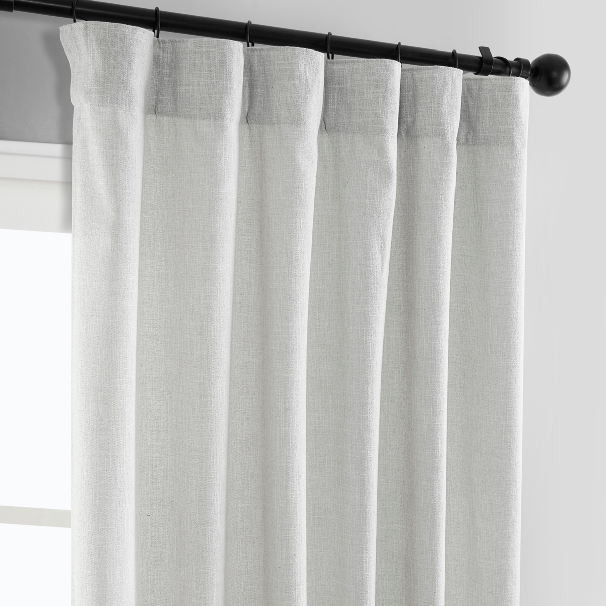 Half Price Drapes Off White Simply Faux Linen Curtain Pair (2 Panels