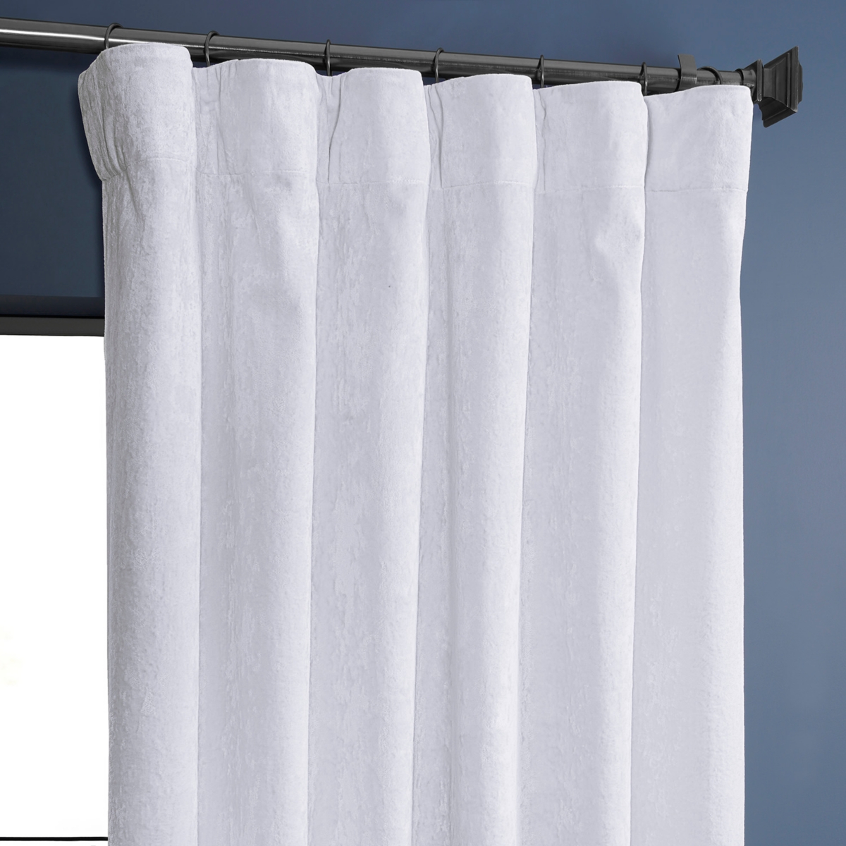 Half Price Drapes Pearl White Lush Crush Velvet Room Darkening Curtain