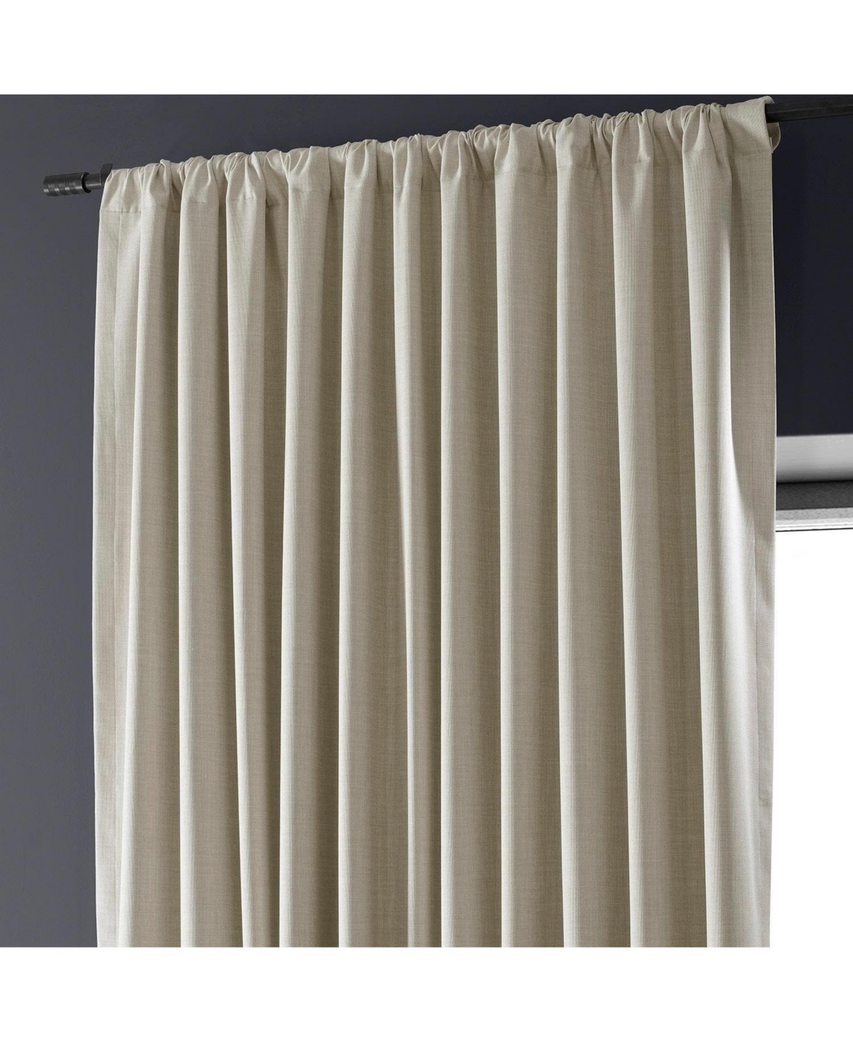 Half Price Drapes Light Beige Extra Wide Performance Linen Hotel Blackout Curtain