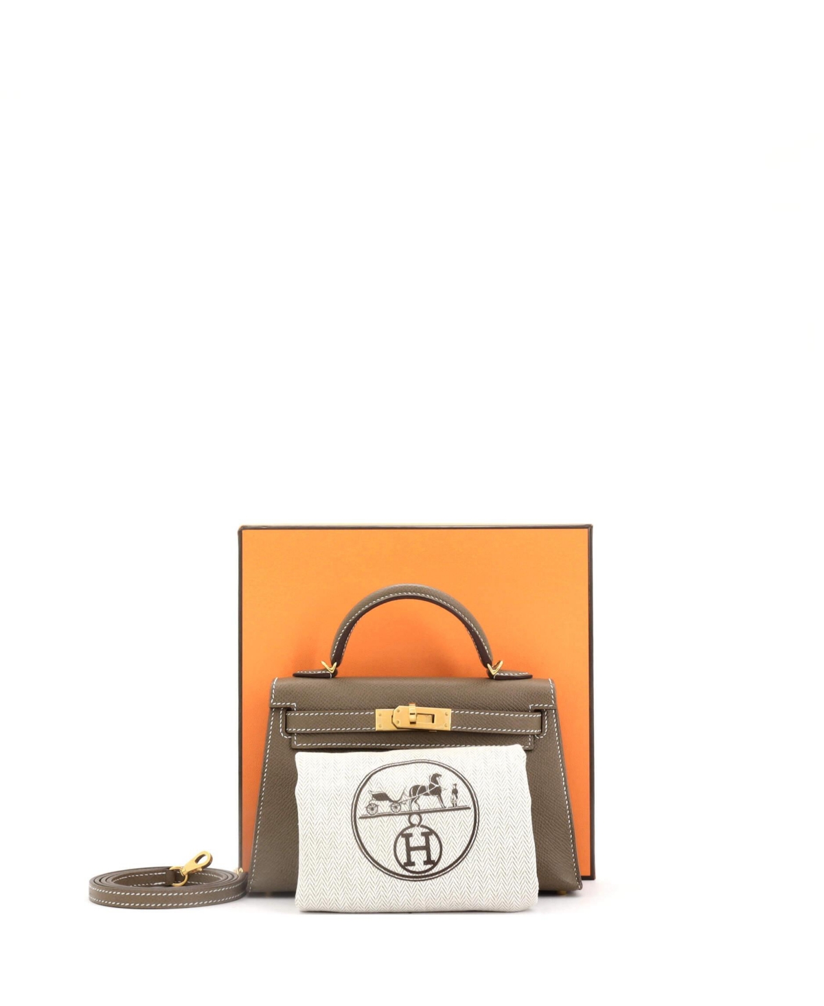 Pre-Owned Hermes Kelly 20 Handbag Grey Epsom with Gold Hardware