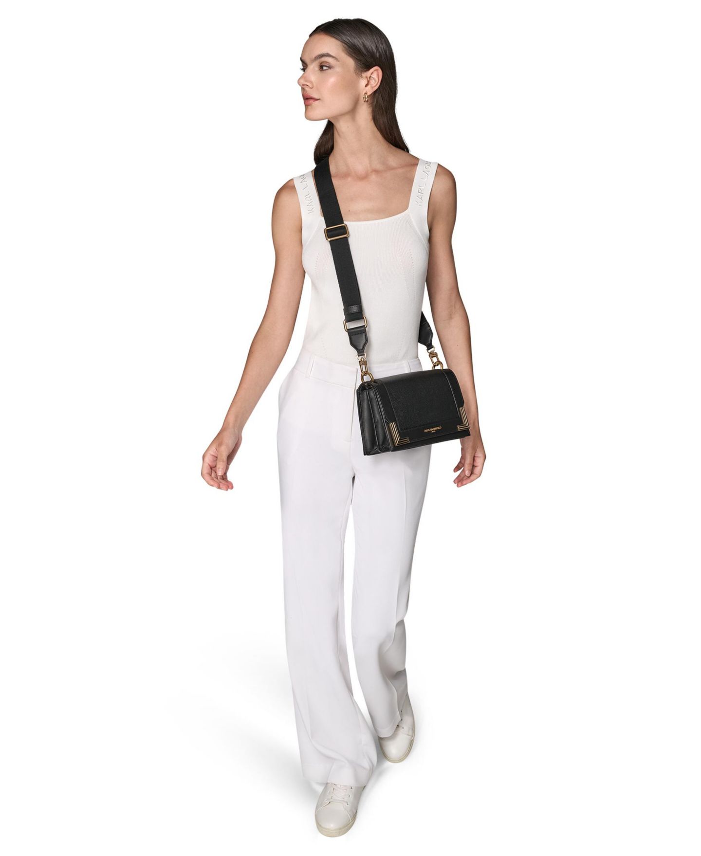 Женская сумка KARL LAGERFELD PARIS Camille Shoulder Handbag, цвет: Чёрный / Золотой — фото 6