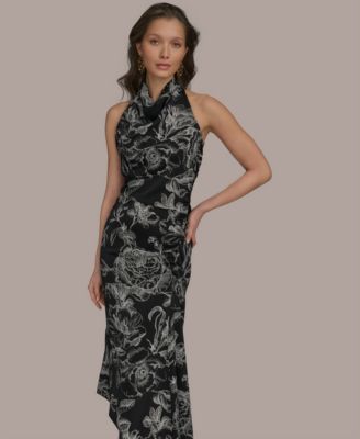 Women's Cowl Neck Midi Dress