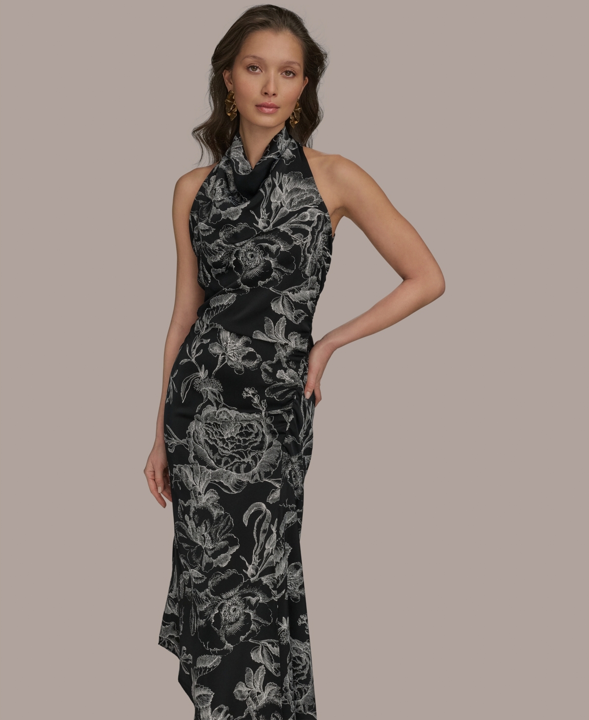 Donna Karan New York Women's Cowl Neck Midi Dress