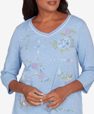 Petite Hilton Head Cross Stitched Floral Top