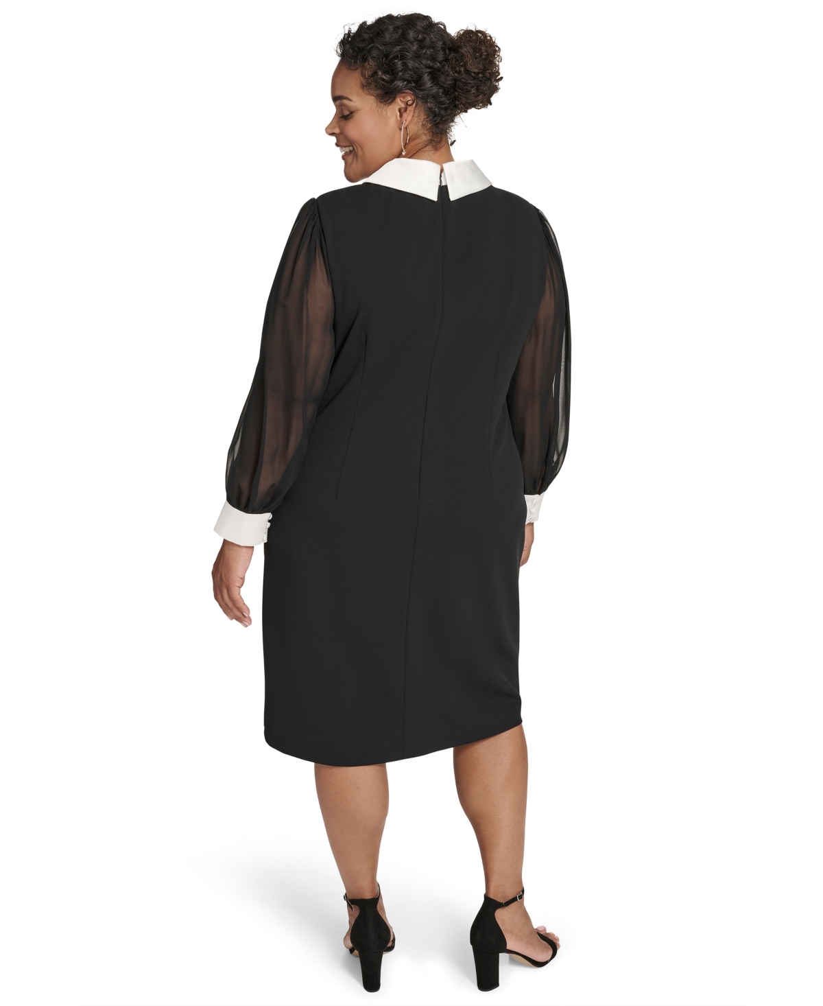 Jessica Howard Plus Size Collared Sheath Dress In Black