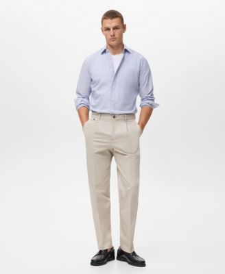 Men's Regular Fit Pleated Cotton Pants