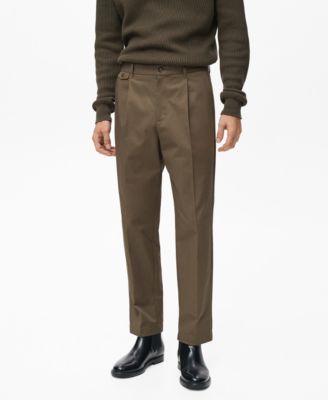 Men's Regular Fit Pleated Cotton Pants