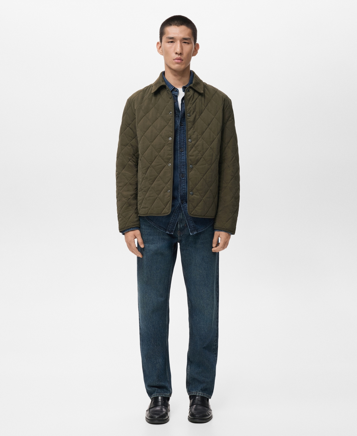 Mango Men's Quilted Water Repellent Jacket In Green