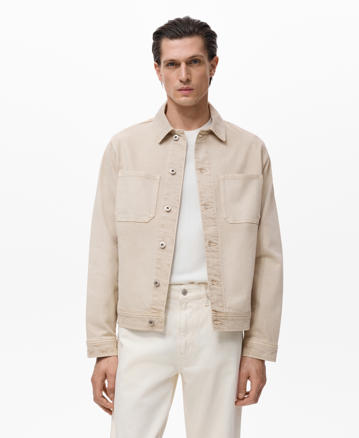 Mango Men's Denim Pockets Jacket In Sand