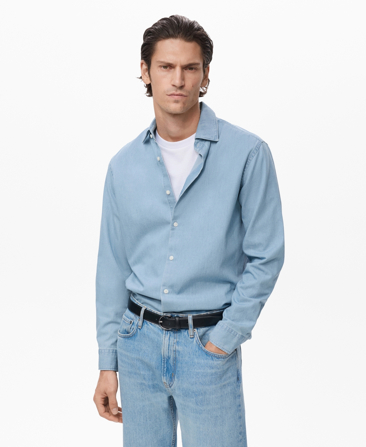 Mango Men's Cotton Chambray Shirt