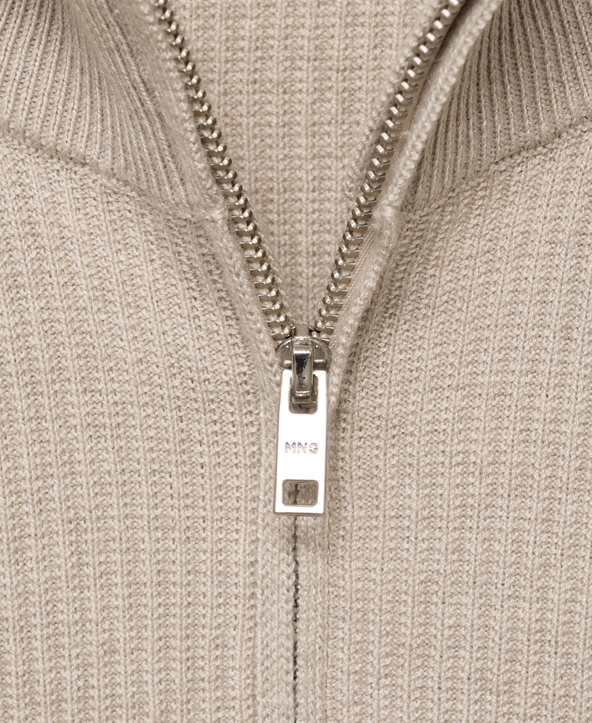 Mango Men's Zip Neck Ribbed Sweater