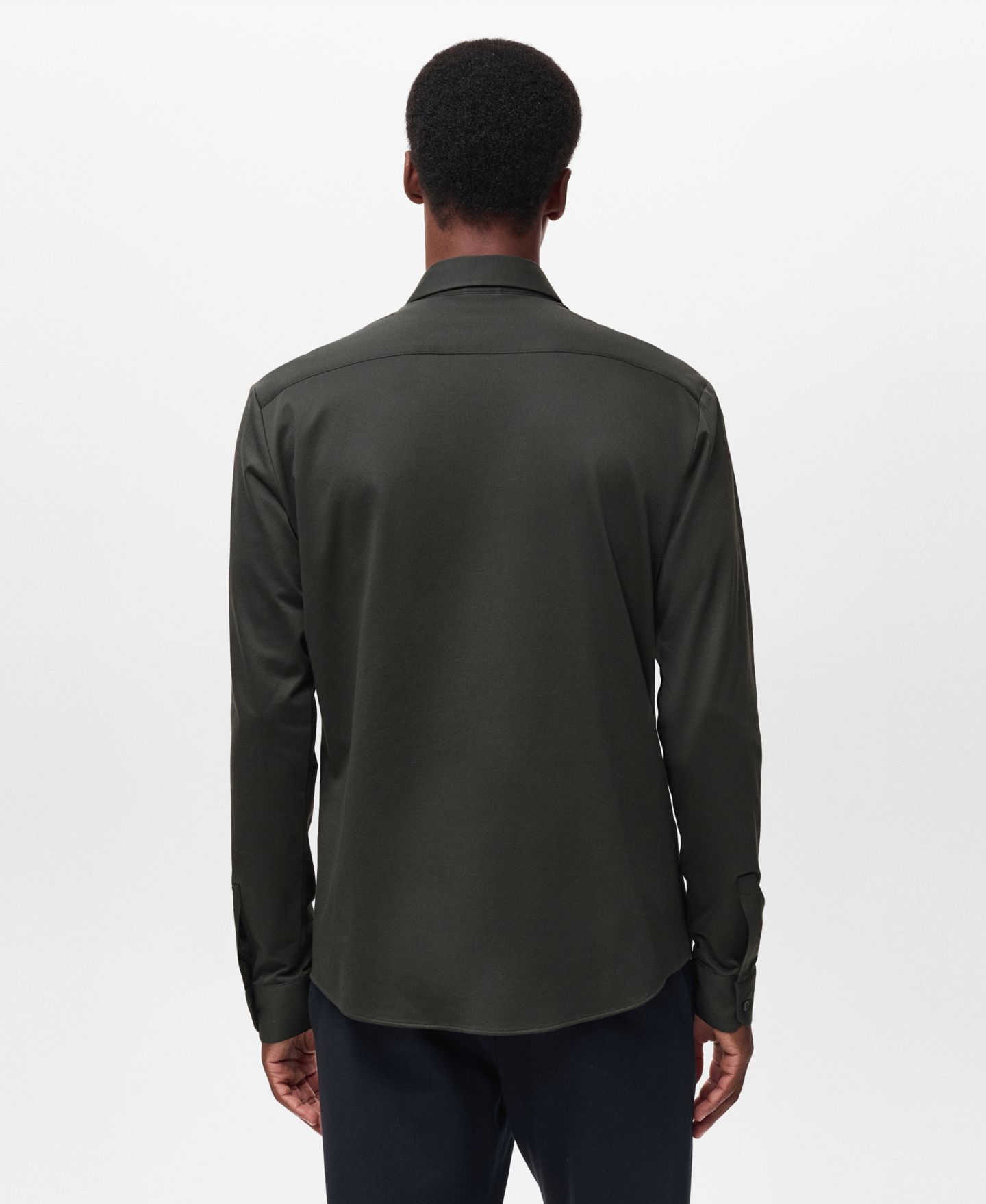 Мужская рубашка Mango Comfort Stretch Non-Iron, цвет: Тёмный зелёный — фото 3