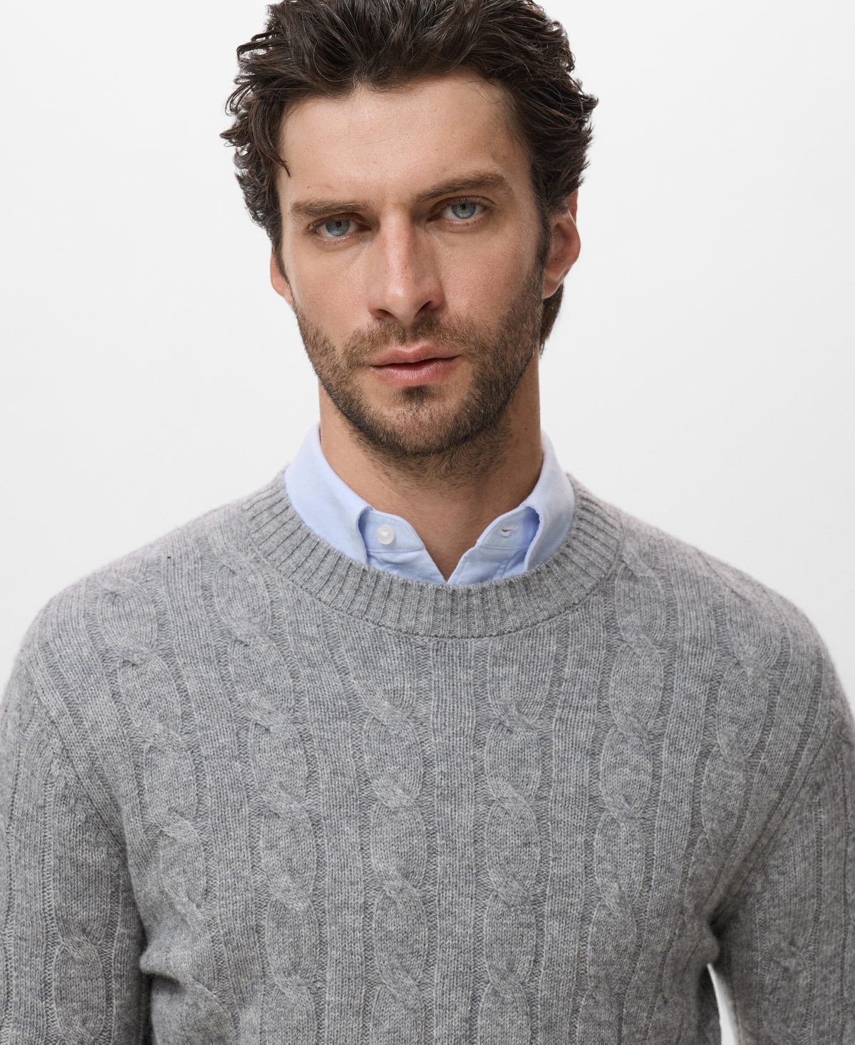 Mango Men's Wool Braided Sweater