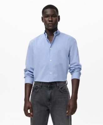 MANGO - Men's Regular Fit Striped Cotton Shirt