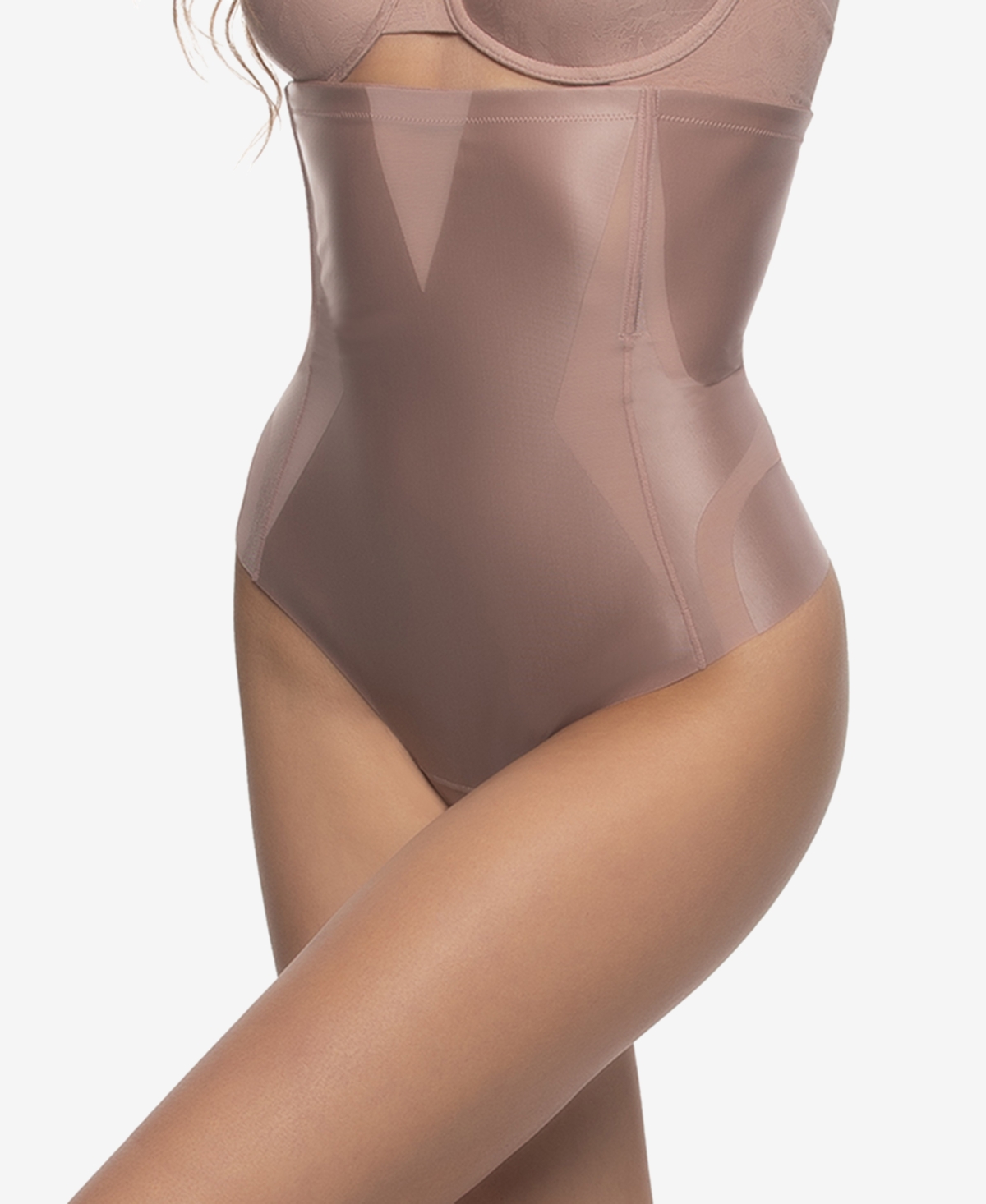 Felina Women's Uplifted Satin Mesh Body Mapped High-waist Shaper Thong In Pink