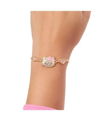 Adjustable Bracelet with Pave Pink Bow & Crystals