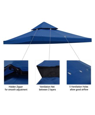 8x8Ft 2-Tier Gazebo Top Replacement UV30+ for Dual Tier Outdoor Patio Canopy Cover Party Yard Garden Navy Blue
