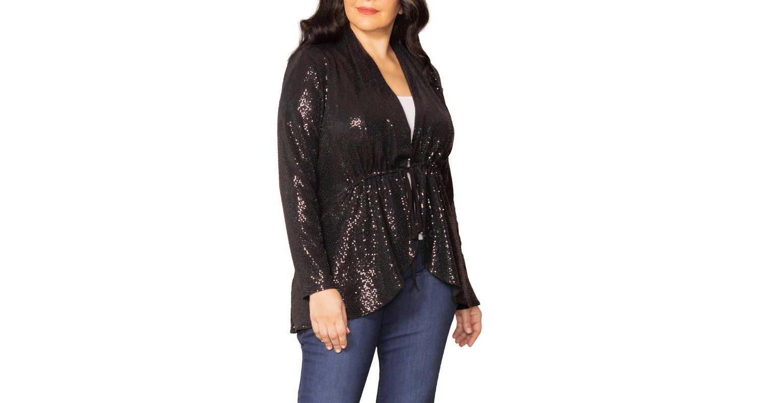 Plus Size Glitz and Glam Sequin Cardigan