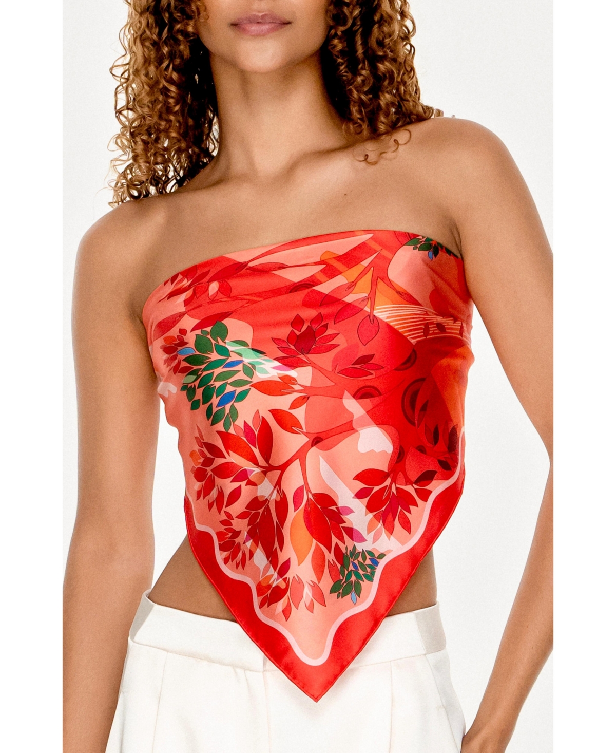 Jessie Zhao New York Double Sided Silk Scarf Crossing Red